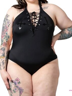 NWT Killstar Lita Monokini One-Piece Black Swimsuit Plus Size 4X